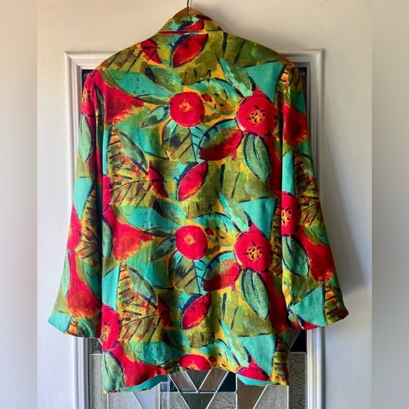 Vtg PAUL Et DUFFIER Womens M Blazer Jacket Artsy Abstract Colorful Boyfriend Cut - Picture 2 of 15